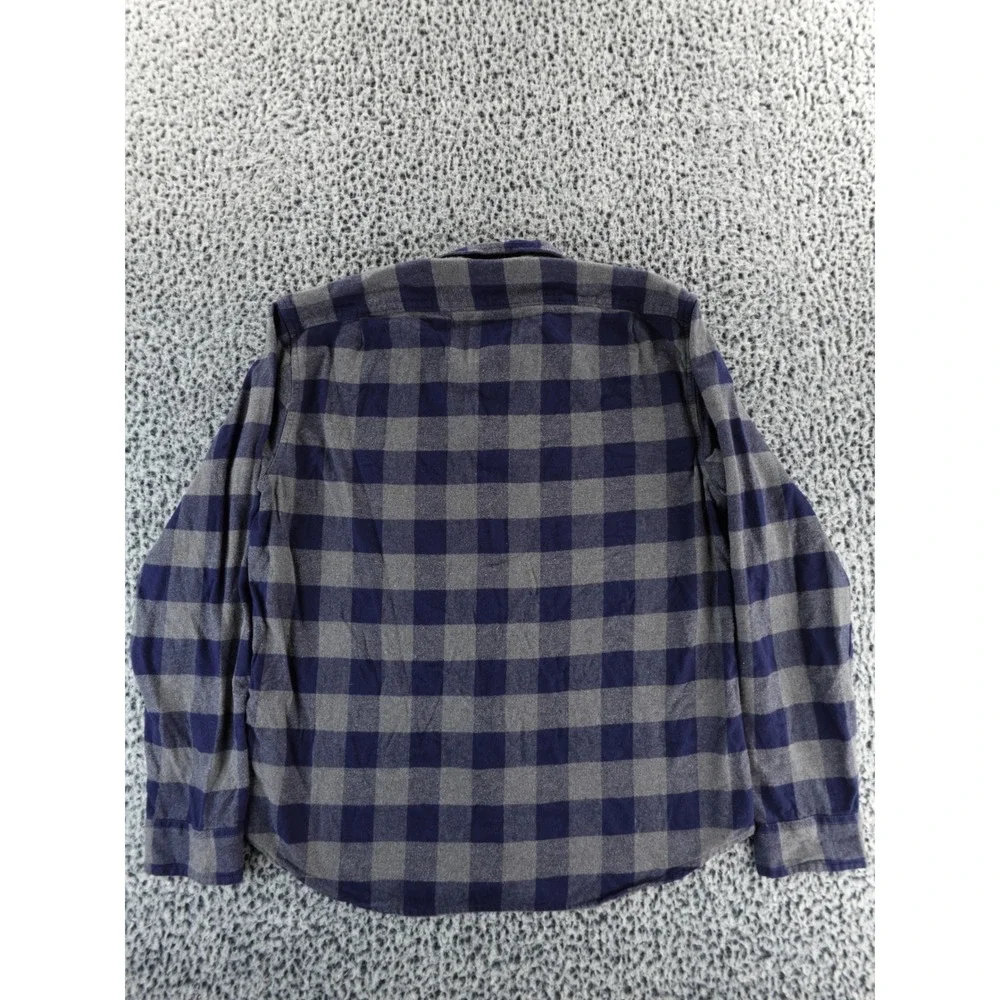 J Crew Classic Flannel‎ Shirt Blue Gray Plaid Double Brushed Long Sleeve Men L
